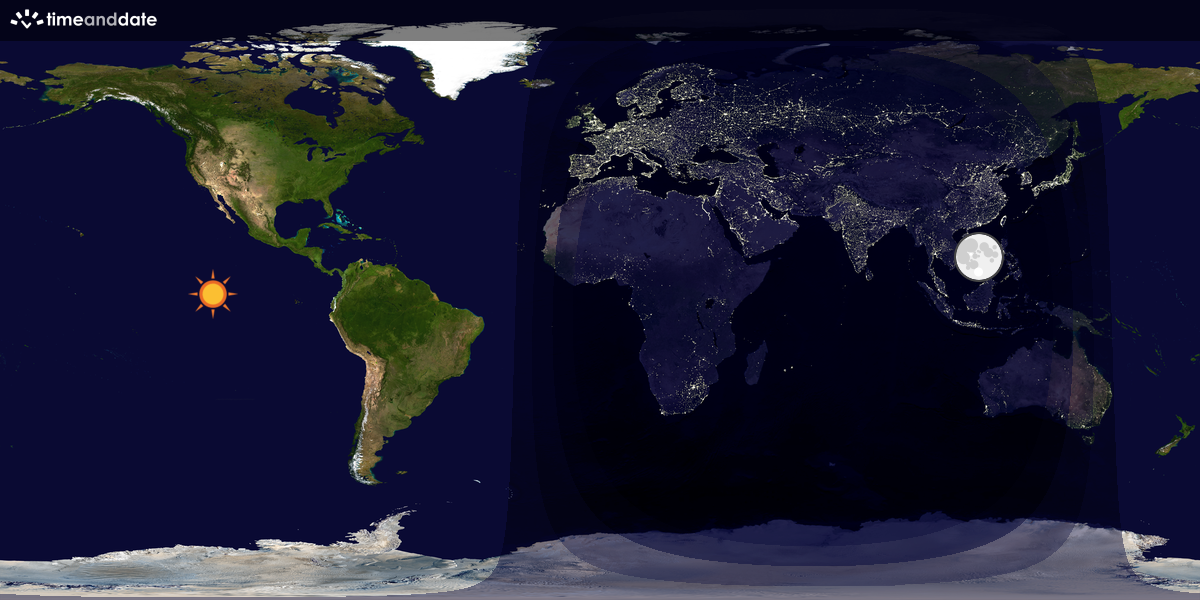 Verdenskart som viser dag og natt 