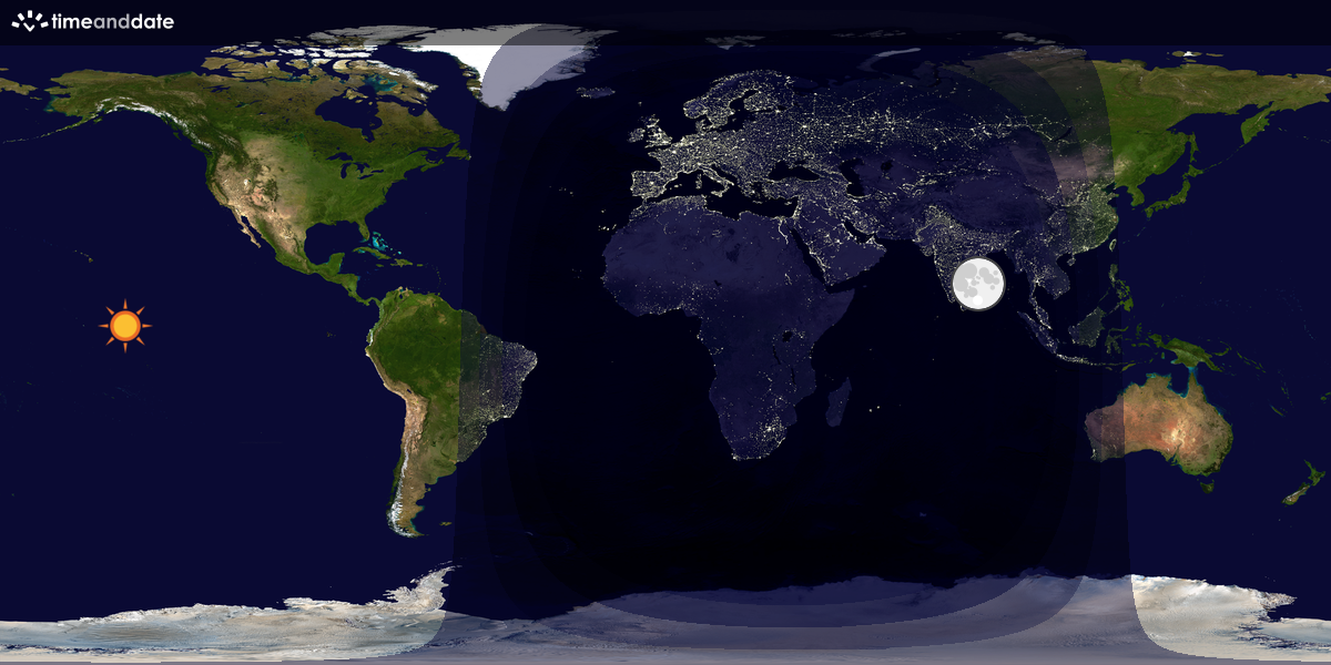 Verdenskart som viser dag og natt 