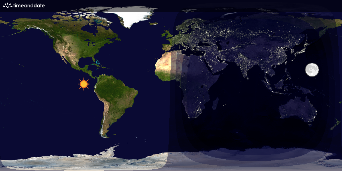 Verdenskart som viser dag og natt 