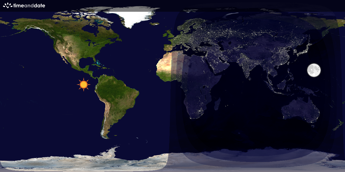 Verdenskart som viser dag og natt 