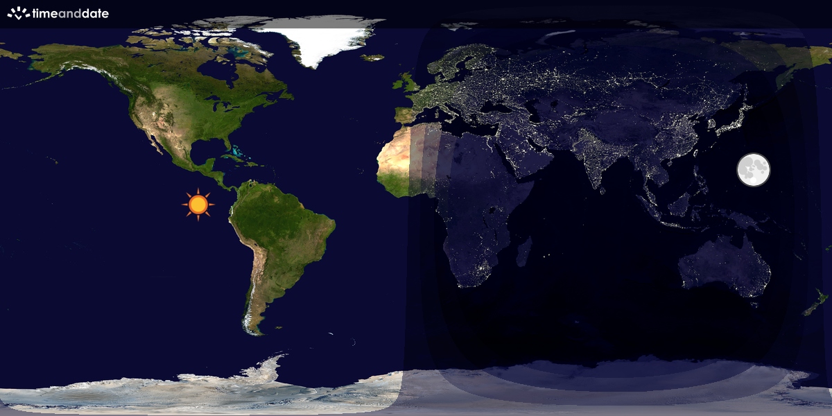 Verdenskart som viser dag og natt 