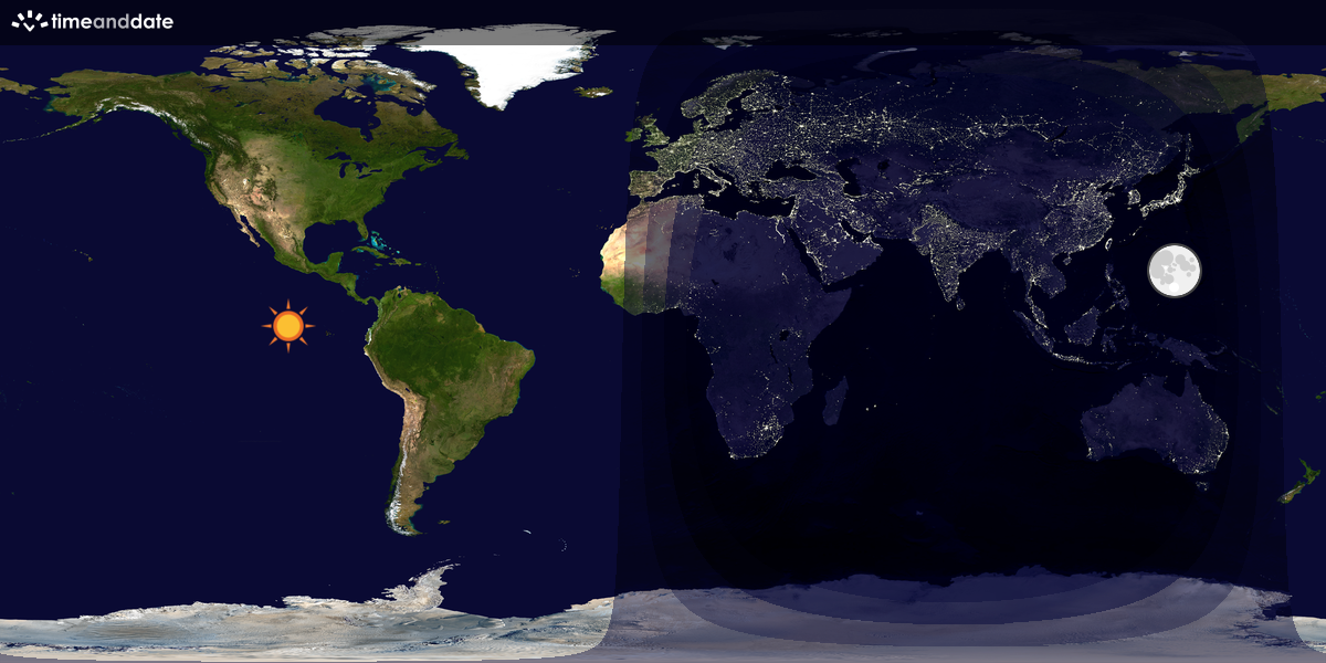 Verdenskart som viser dag og natt 