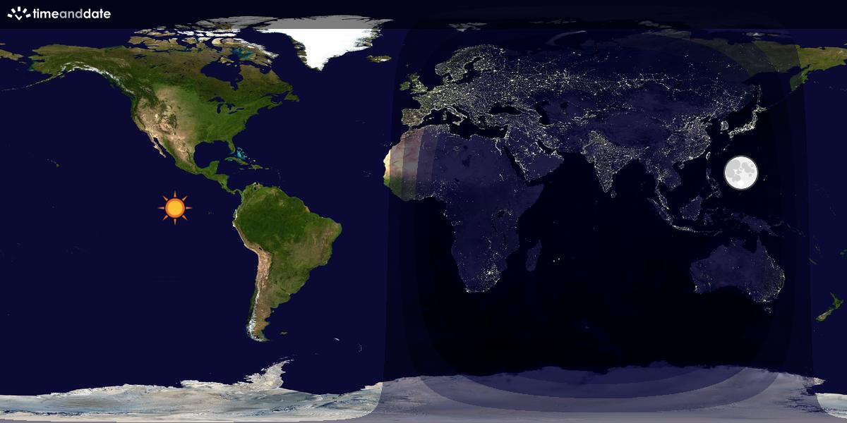 Verdenskart som viser dag og natt 