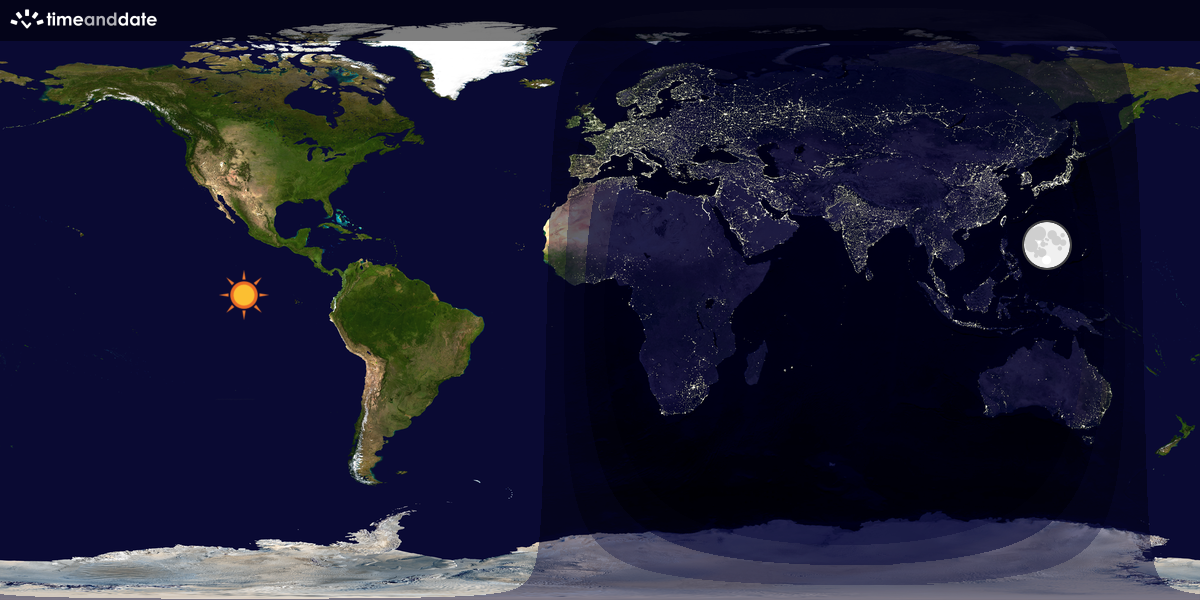 Verdenskart som viser dag og natt 