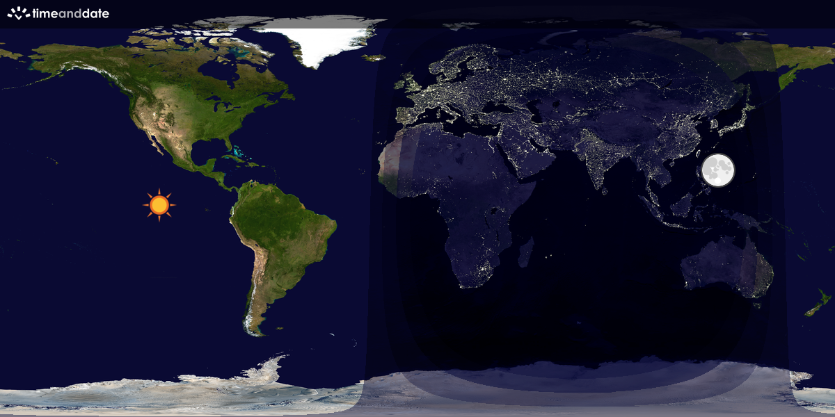 Verdenskart som viser dag og natt 
