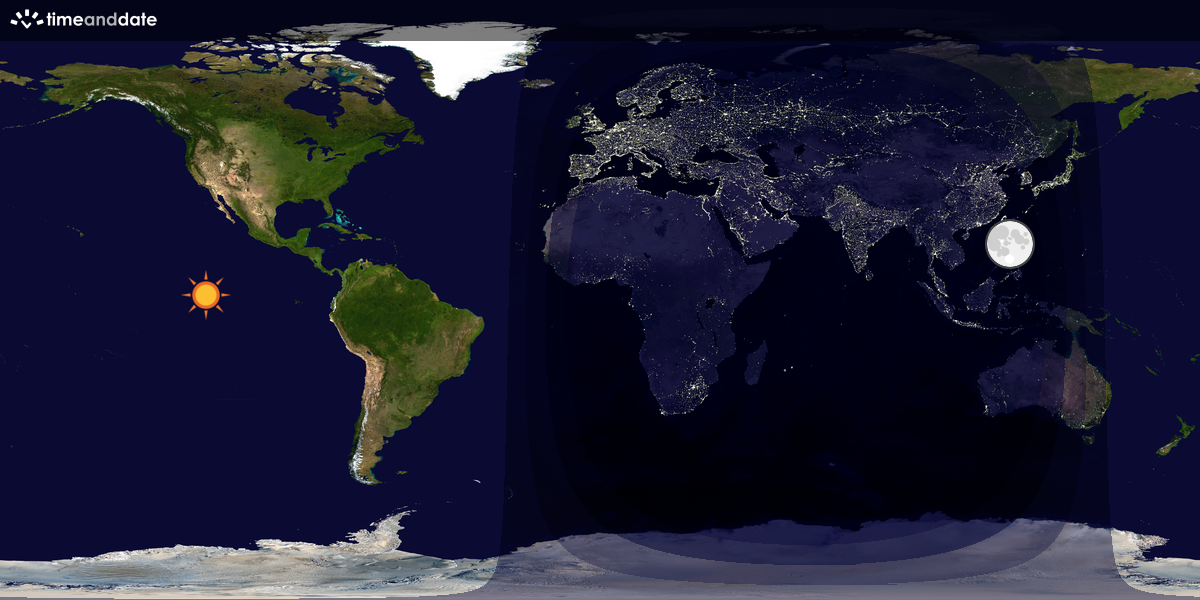 Verdenskart som viser dag og natt 