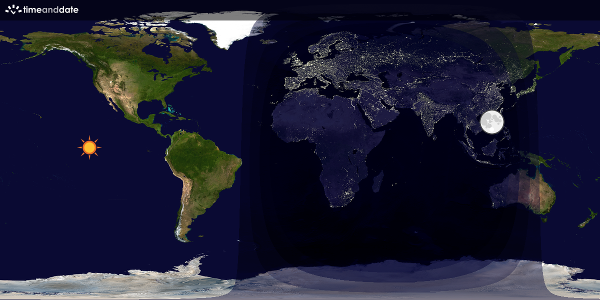Verdenskart som viser dag og natt 
