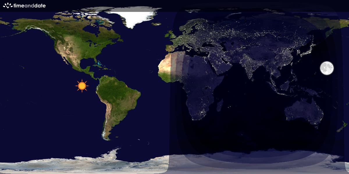 Verdenskart som viser dag og natt 
