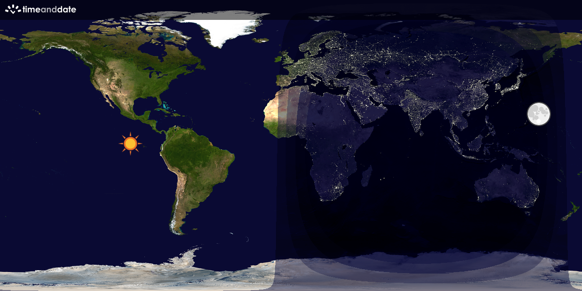Verdenskart som viser dag og natt 