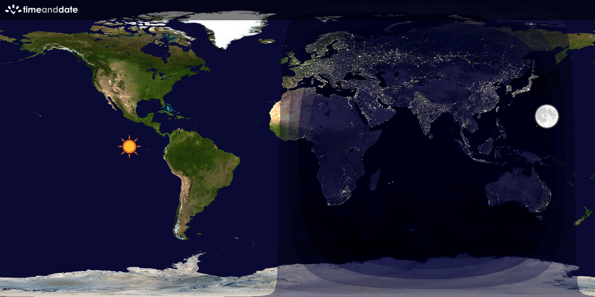 Verdenskart som viser dag og natt 