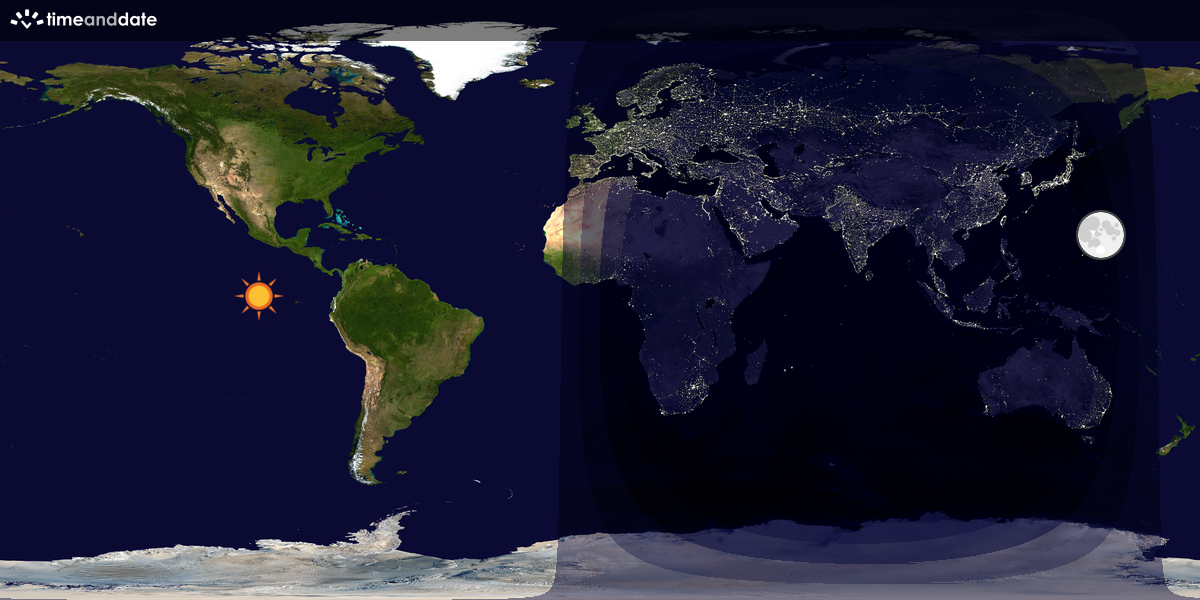 Verdenskart som viser dag og natt 