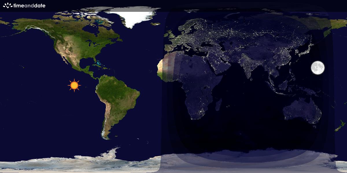 Verdenskart som viser dag og natt 
