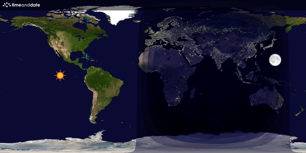 Verdenskart som viser dag og natt 