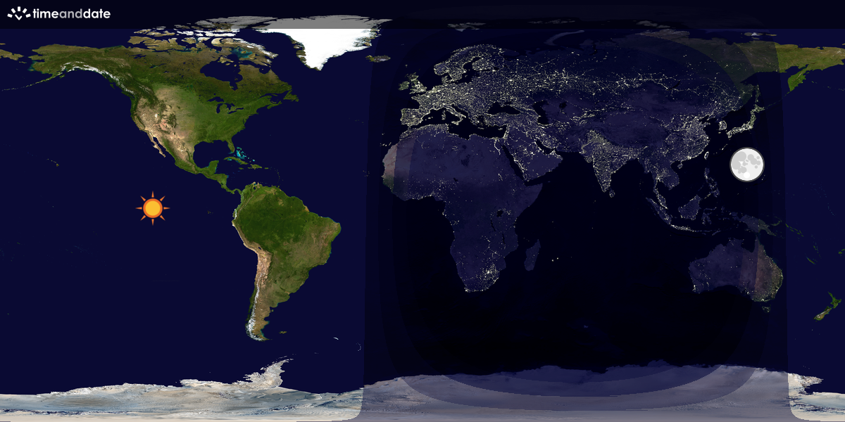 Verdenskart som viser dag og natt 