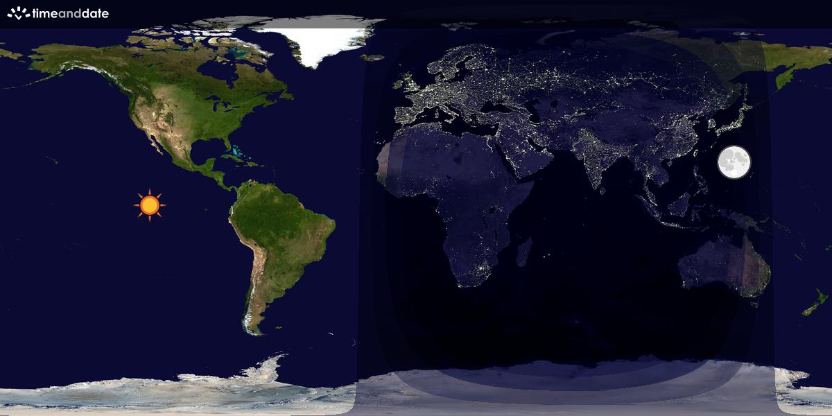 Verdenskart som viser dag og natt 