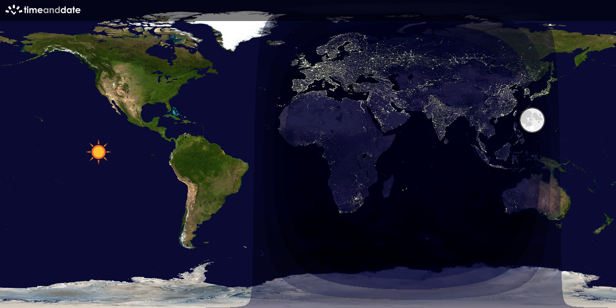Verdenskart som viser dag og natt 