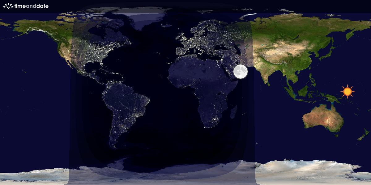 Verdenskart som viser dag og natt 