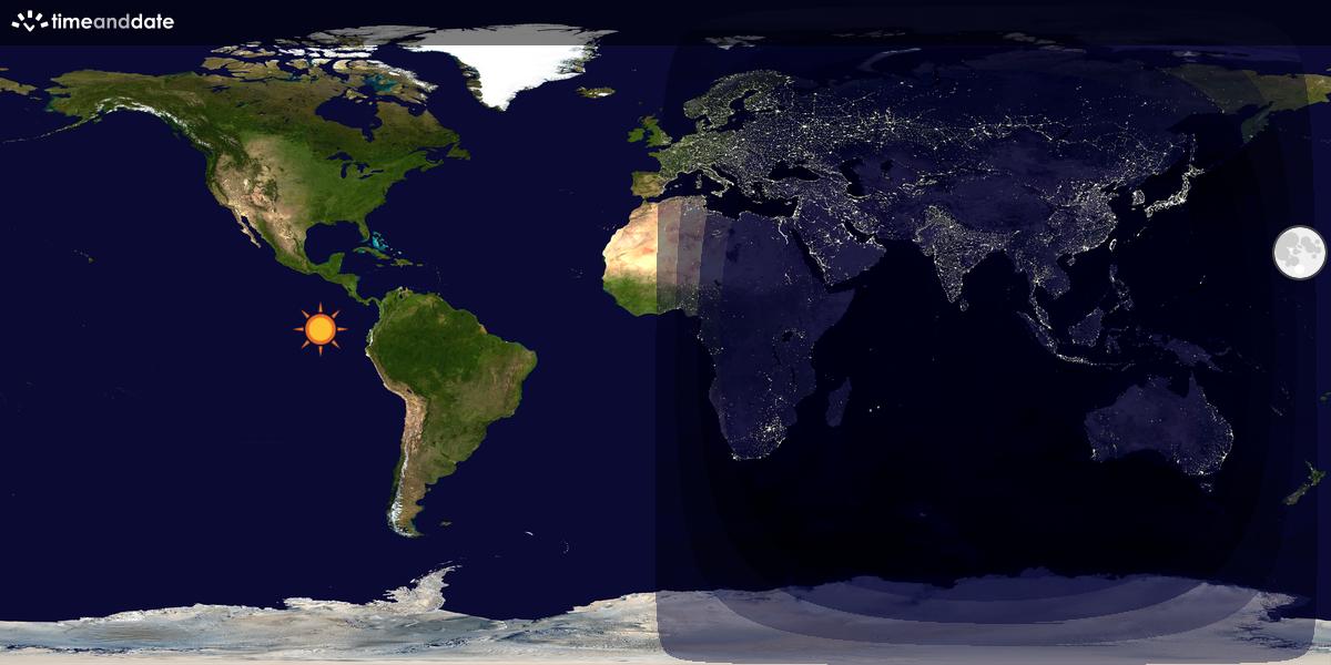 Verdenskart som viser dag og natt 