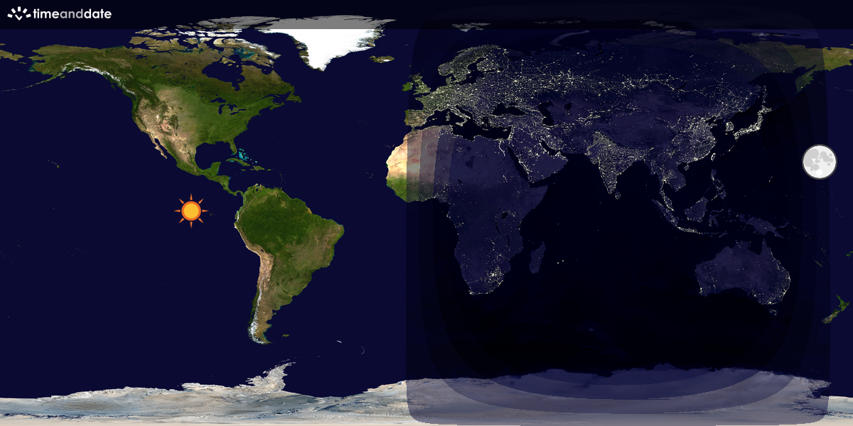 Verdenskart som viser dag og natt 