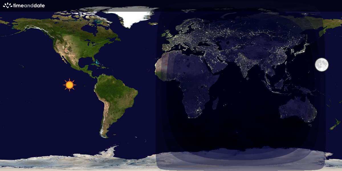 Verdenskart som viser dag og natt 