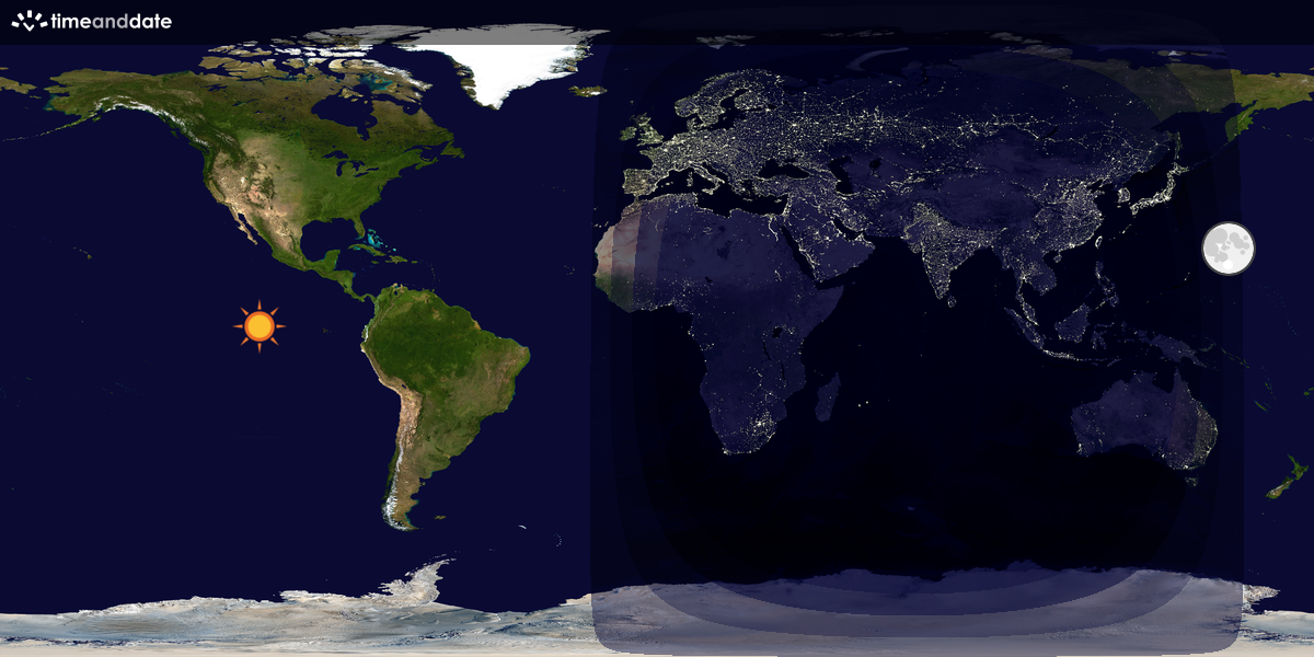 Verdenskart som viser dag og natt 