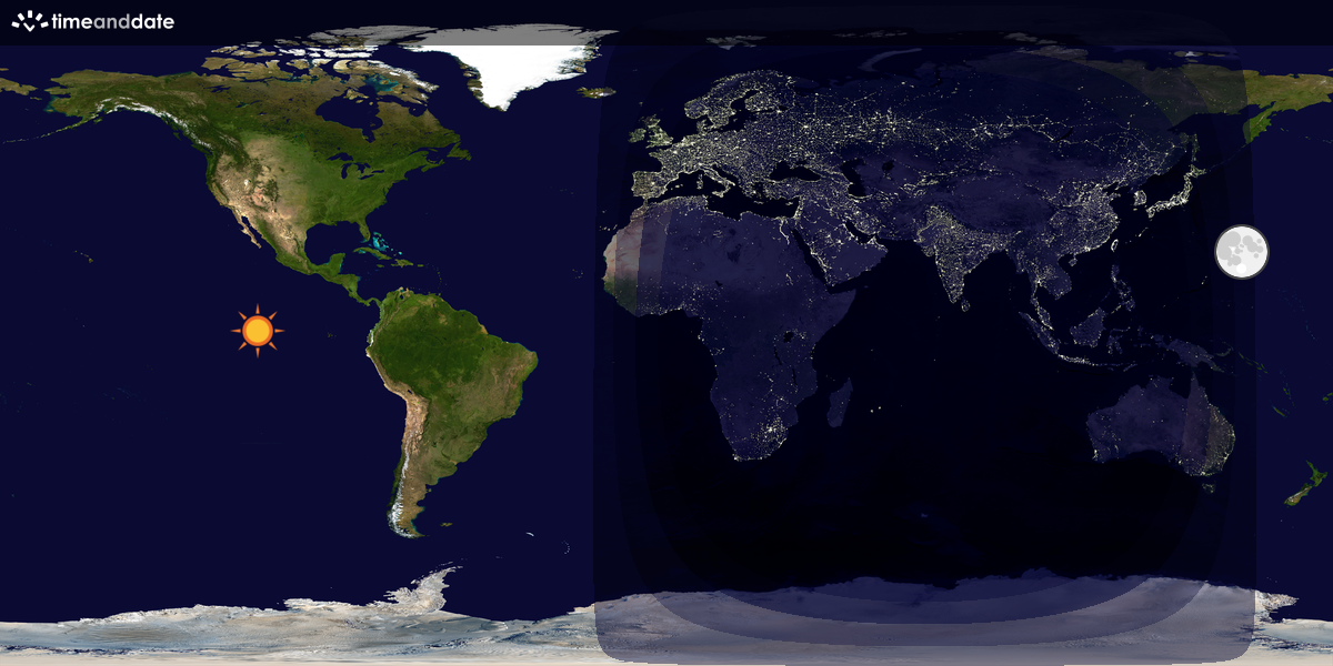 Verdenskart som viser dag og natt 