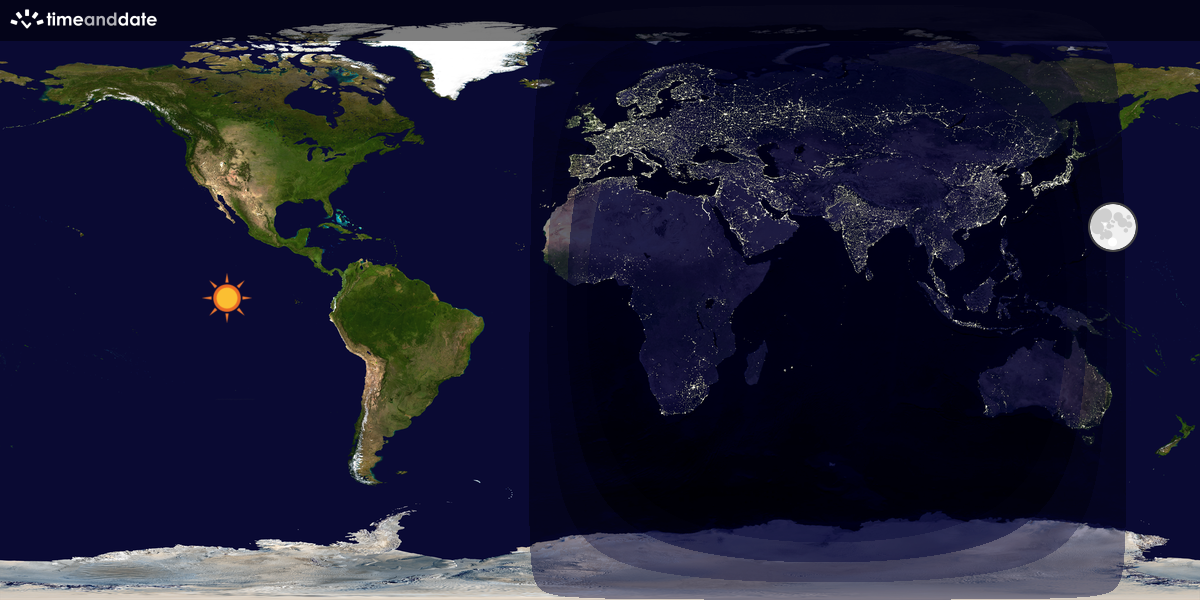 Verdenskart som viser dag og natt 