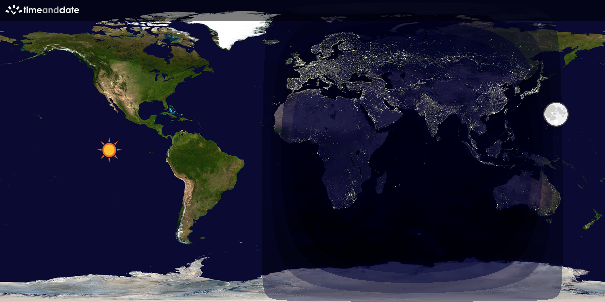 Verdenskart som viser dag og natt 