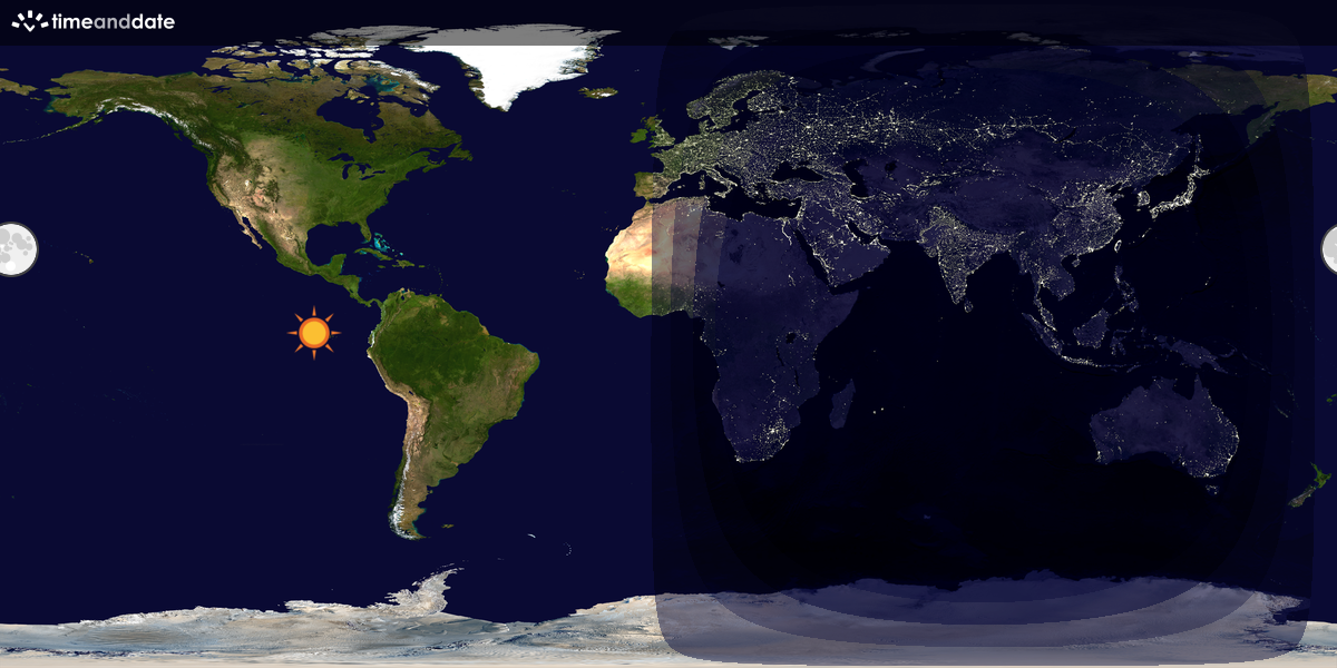 Verdenskart som viser dag og natt 