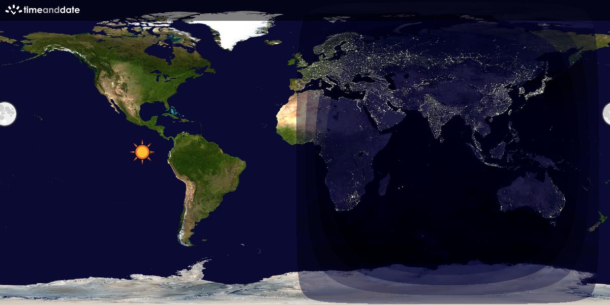 Verdenskart som viser dag og natt 