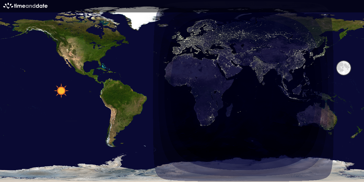Verdenskart som viser dag og natt 