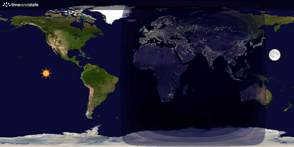 Verdenskart som viser dag og natt 