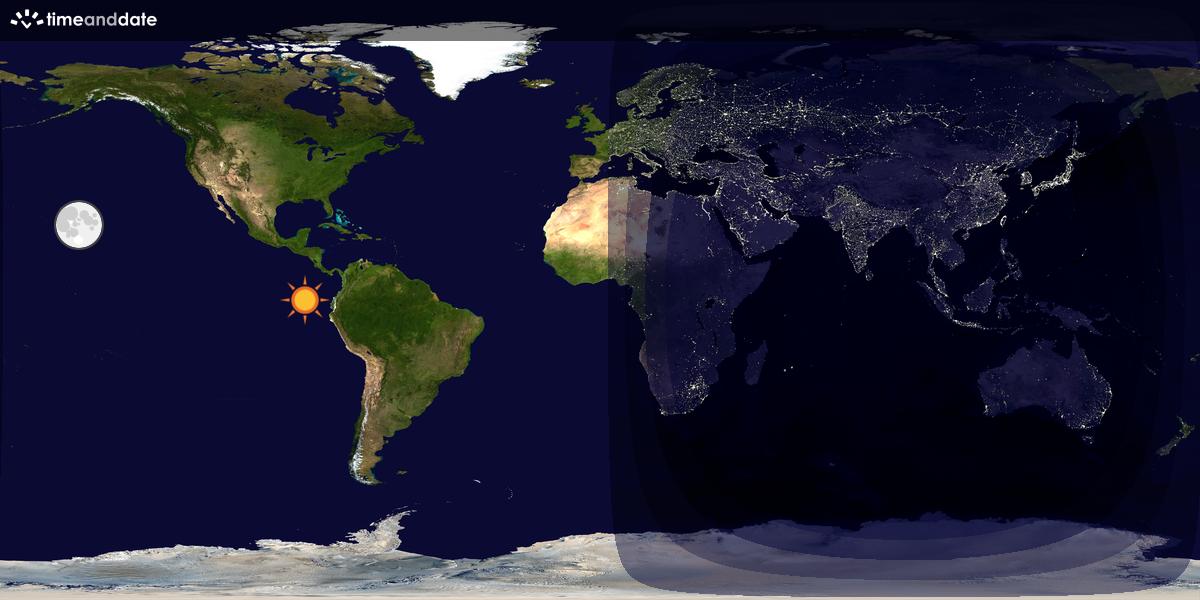 Verdenskart som viser dag og natt 
