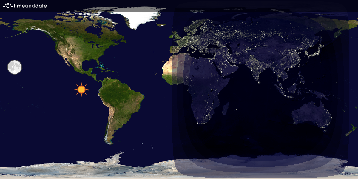 Verdenskart som viser dag og natt 