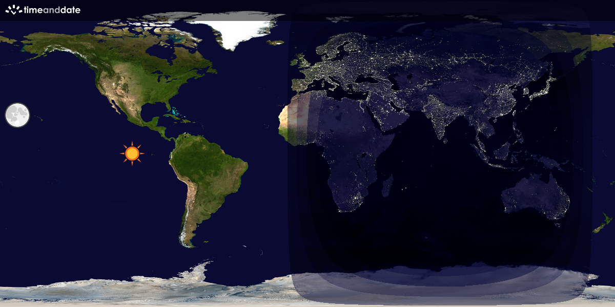 Verdenskart som viser dag og natt 