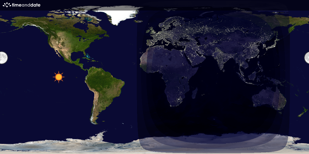 Verdenskart som viser dag og natt 