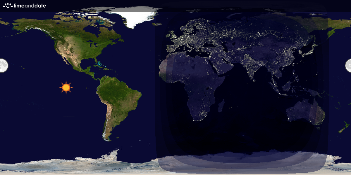 Verdenskart som viser dag og natt 
