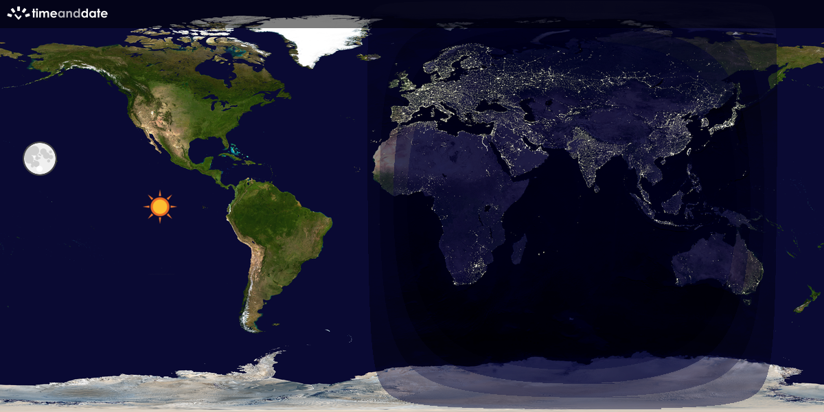 Verdenskart som viser dag og natt 