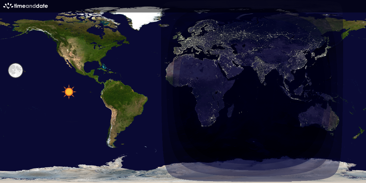 Verdenskart som viser dag og natt 