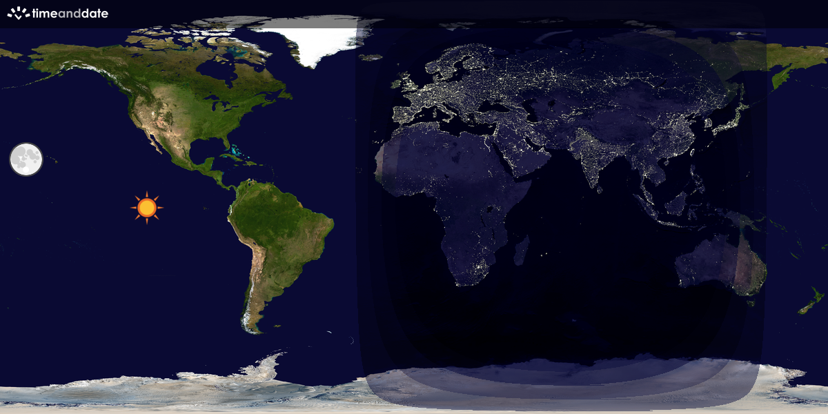 Verdenskart som viser dag og natt 