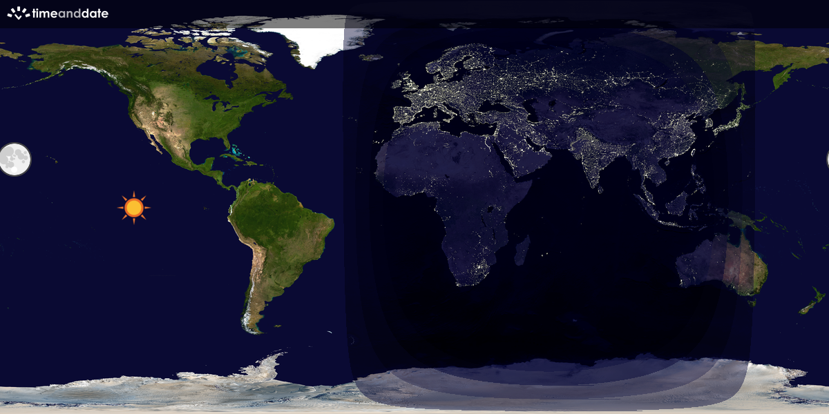 Verdenskart som viser dag og natt 