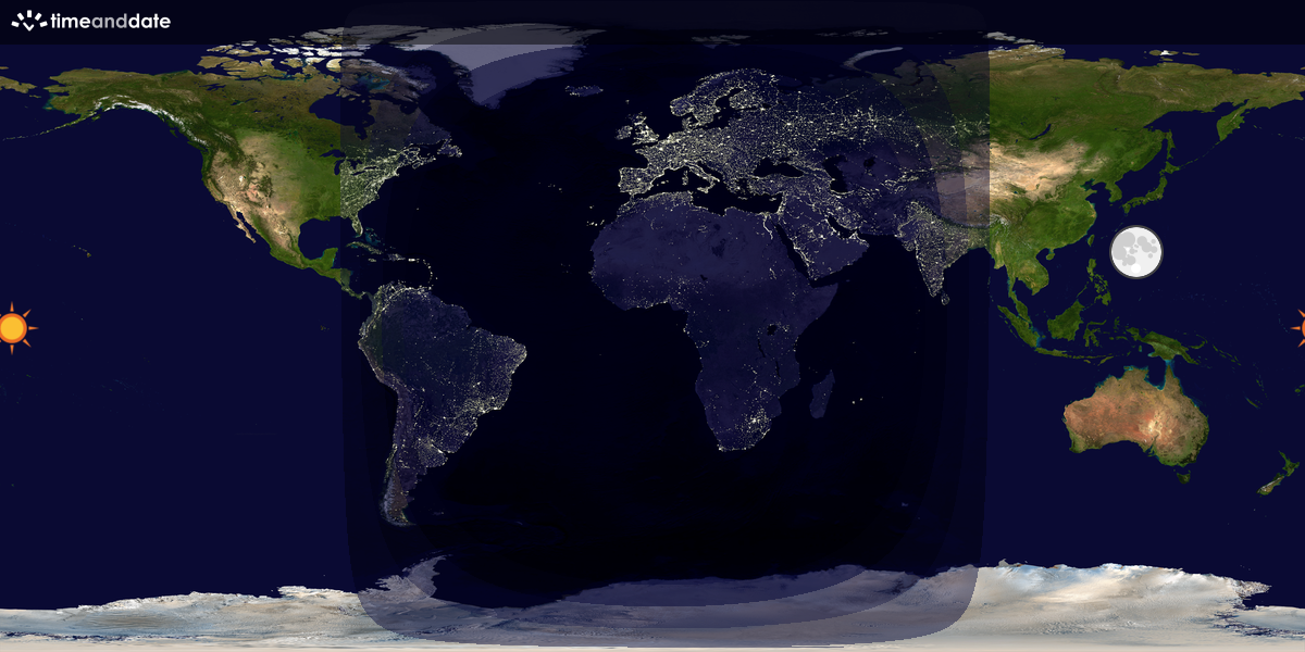Verdenskart som viser dag og natt 