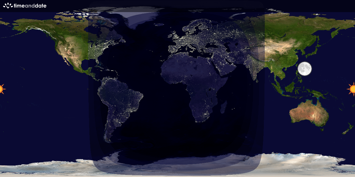 Verdenskart som viser dag og natt 