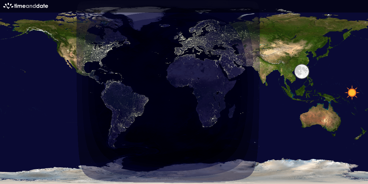 Verdenskart som viser dag og natt 