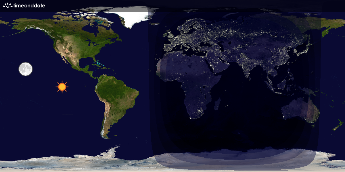Verdenskart som viser dag og natt 