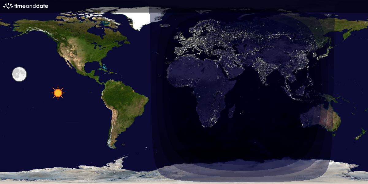 Verdenskart som viser dag og natt 