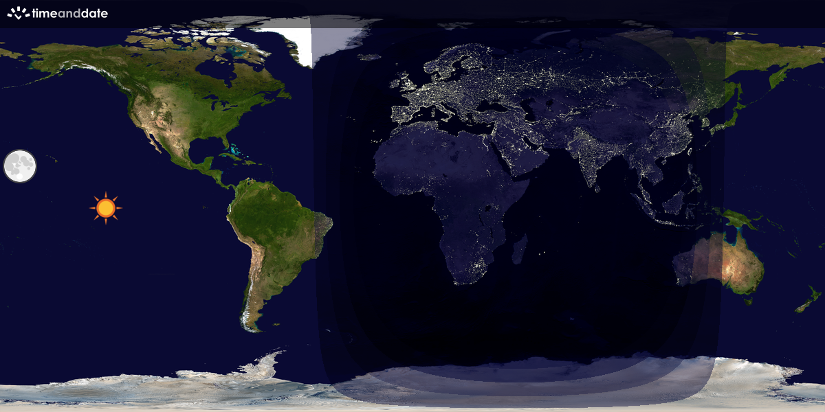 Verdenskart som viser dag og natt 