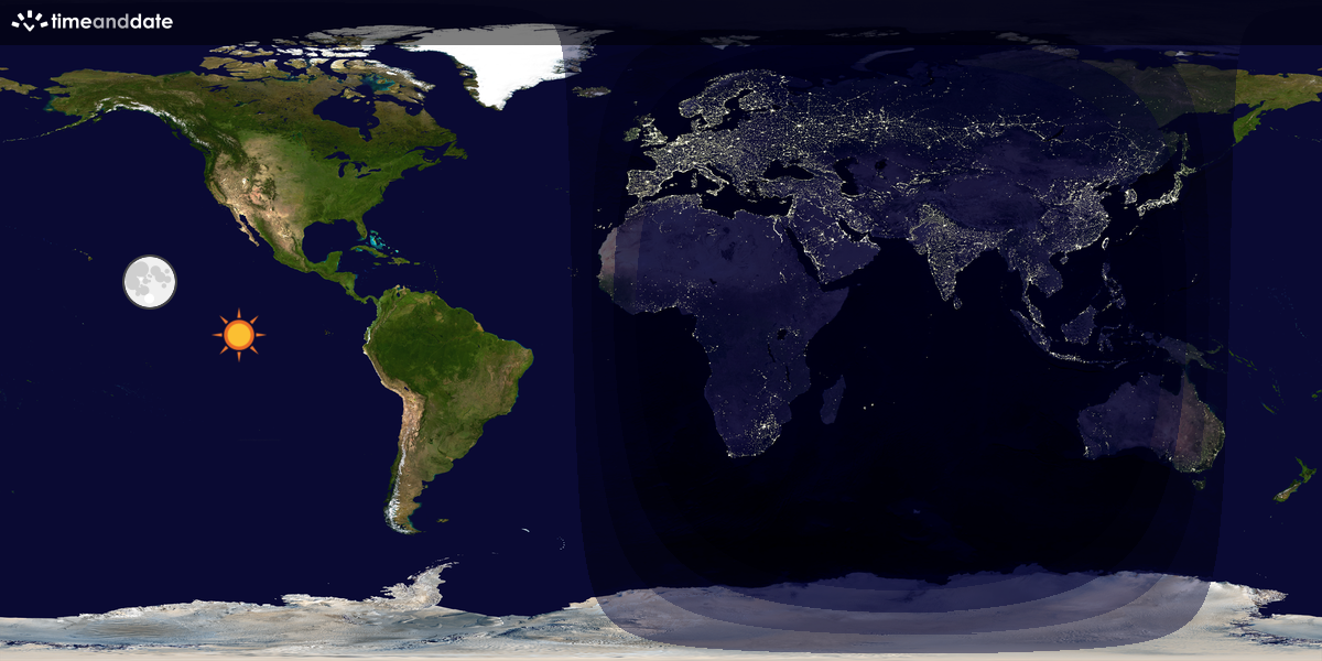 Verdenskart som viser dag og natt 