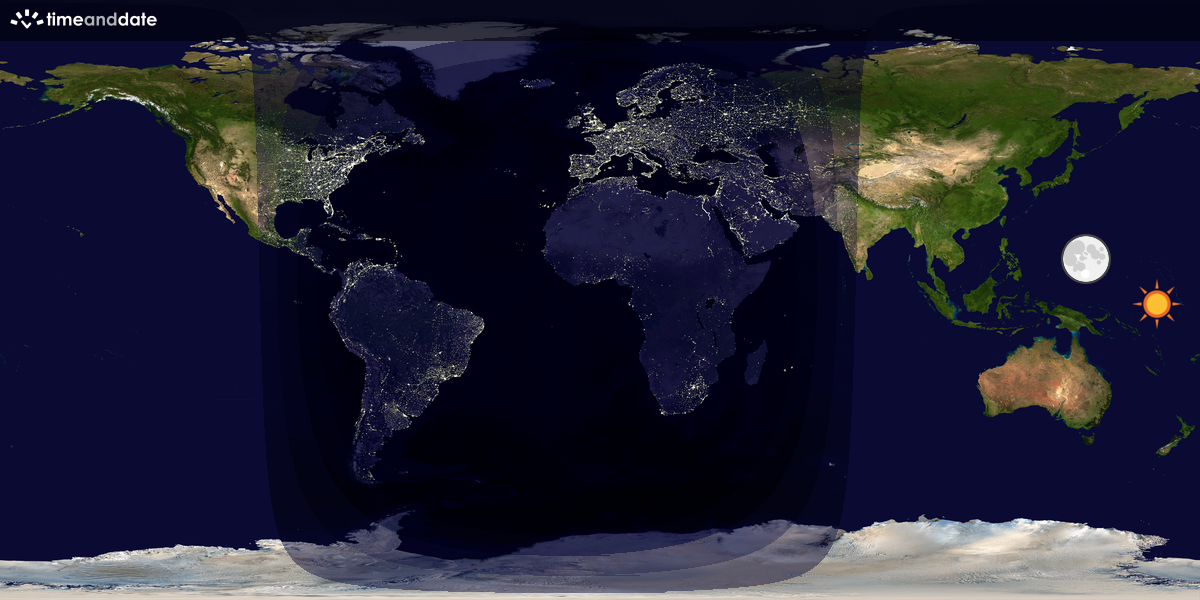 Verdenskart som viser dag og natt 