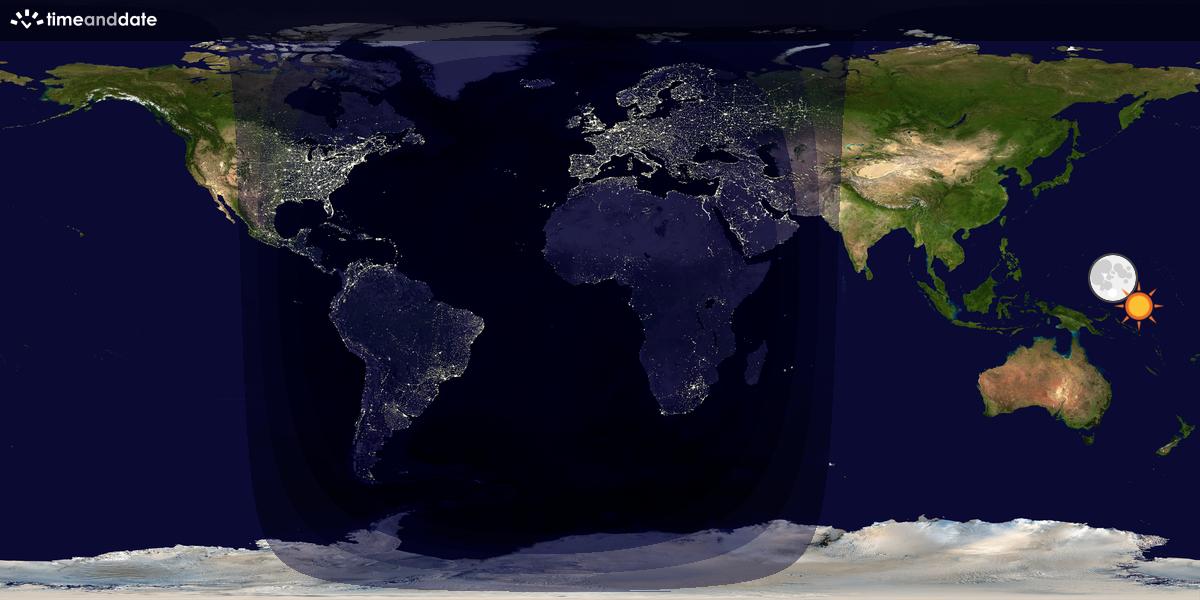 Verdenskart som viser dag og natt 